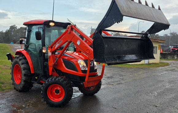 KIOTI NX6020 4WD HST CABIN TRACTOR, FEL, 4in1 & BACKHOE